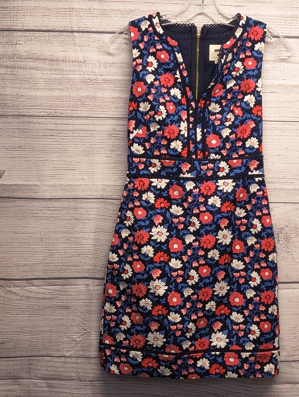 Kate Spade New York Shore Thing Daisy Jacquard Sheath Mini Dress Crochet Inlay 0